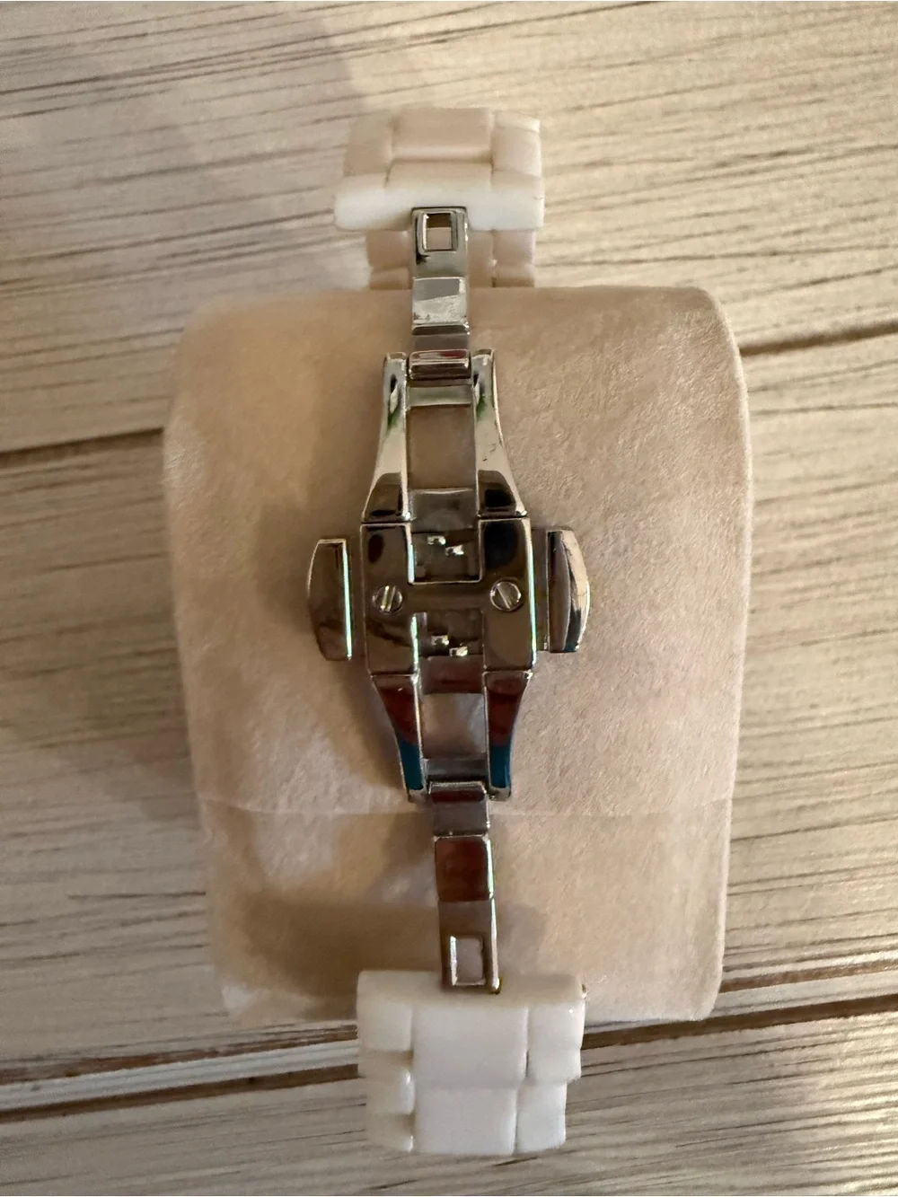 Michael Kors White and Silver Crystal-Trim Women's Chronograph Watch